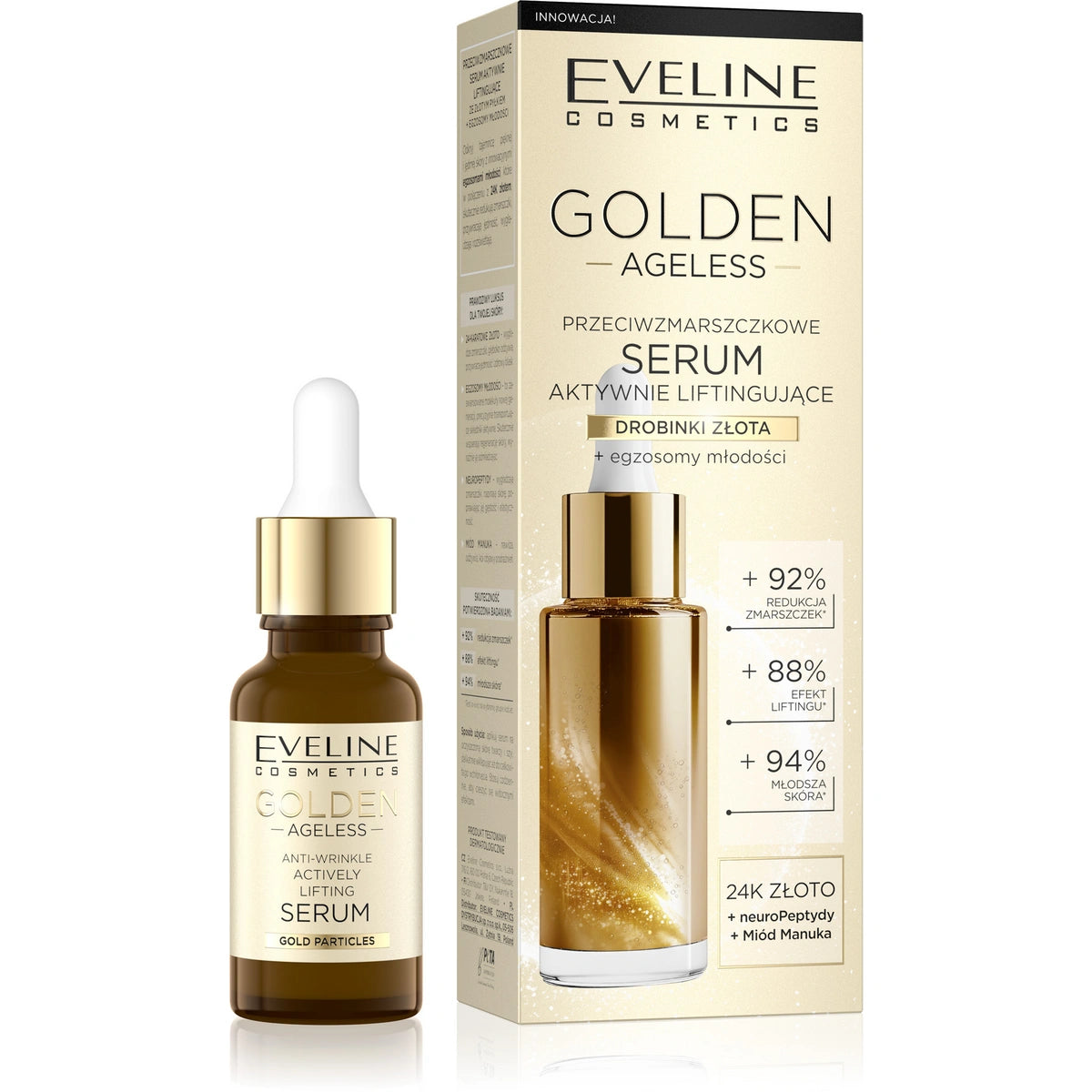 EVELINE Golden Ageless Priešraukšlinis serumas su auksinėmis dalelėmis 18 ml