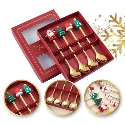 ECARLA Kalėdinis šaukštelių rinkinys su šventinėmis figūrėlėmis