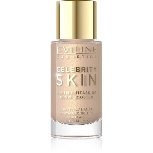 EVELINE Celebrity Skin Multifunkcinis veido pagrindas Glow Booster 02N Universal Tan 30 ml