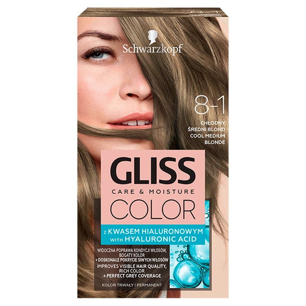 Schwarzkopf Gliss Color Krem koloryzujący nr 8-1 Šaltas Vidutinis Šviesus