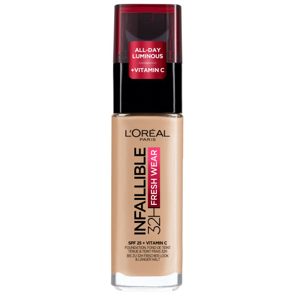 LOREAL Infaillible 32H Fresh Wear Ilgalaikis makiažo pagrindas 145 Rose Beige 30 ml