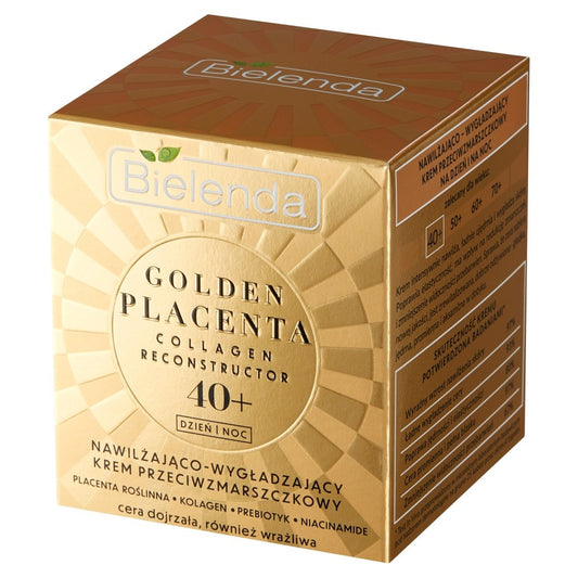 BIELENDA AUKSO PLACENTA 40+ Drėkinamasis Ir Lyginantis Kremas Priešraukšlinis Dienai Ir Nakčiai 50ml