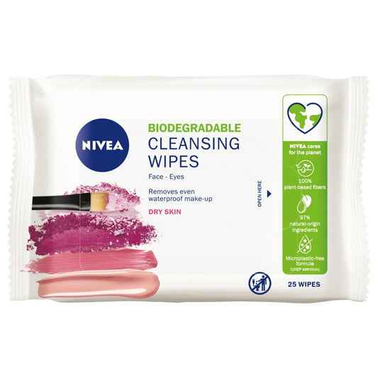 NIVEA Raminančios makiažo valymo servetėlės - sausai odai 1 pakuotė - 25 vnt.