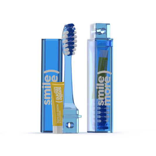 HISKIN Kelioninis dydis Sulankstoma dantų šepetėlis + dantų pasta Mango 4 ml