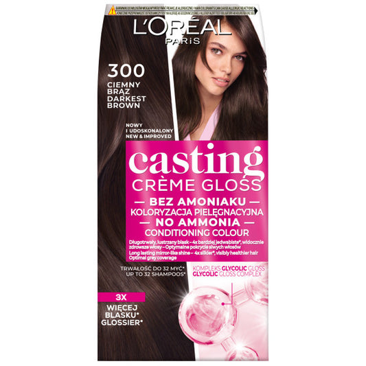 LOREAL Casting Creme Gloss Kremas koloryzujący nr 300 Tamsiai Rudas