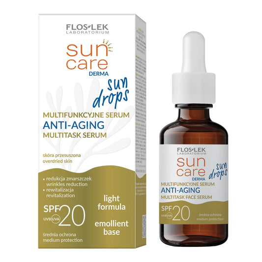 FLOSLEK Sun Care Derma Sun Drops Multifunkcinis serumas Anti-Aging veidui SPF20 30ml