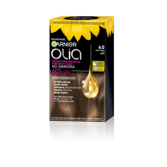 GARNIER Olia Plaukų dažai nr. 6.0 Šviesiai rudas