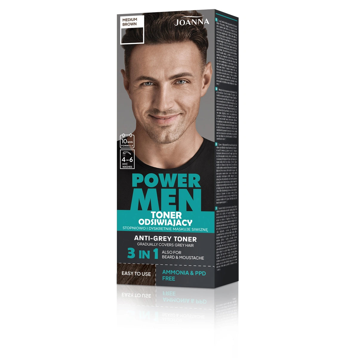 JOANNA Power Men Toner pilkėjimą mažinantis 03 Vidutinė ruda 80 g