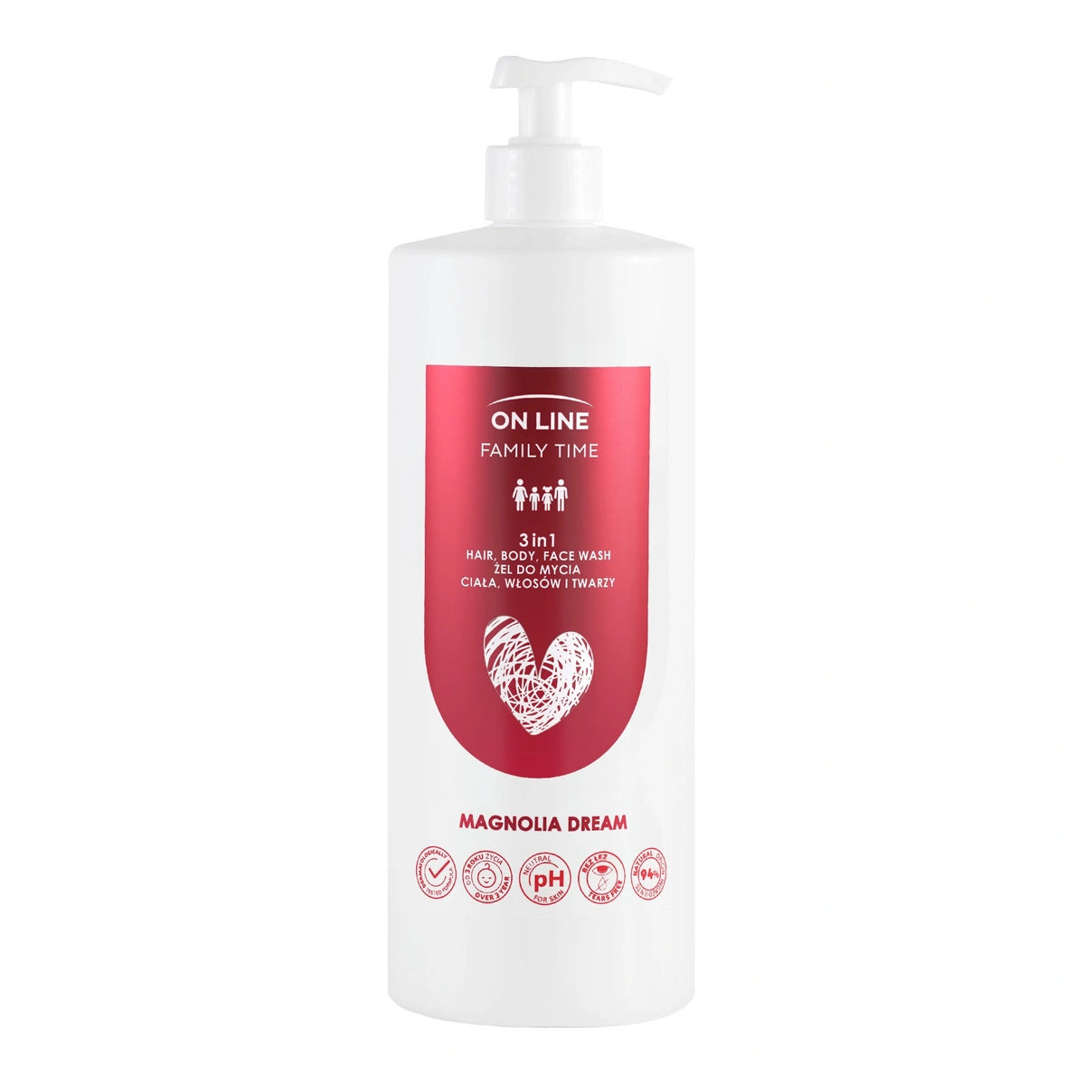 ON LINE Family Time Kūno, plaukų ir veido prausiklis 3w1 - Magnolia Dream 850 ml