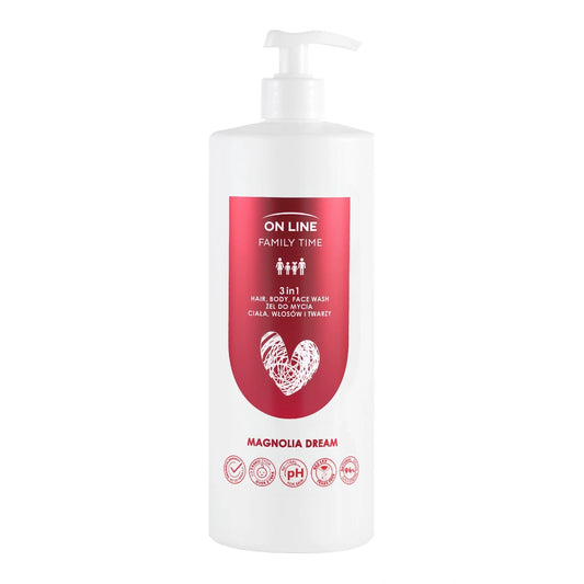 ON LINE Family Time Kūno, plaukų ir veido prausiklis 3w1 - Magnolia Dream 850 ml