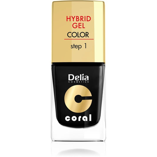 DELIA COSMETICS Coral Hybrid Gel Nagų lakas nr. 26 Juodas 11ml
