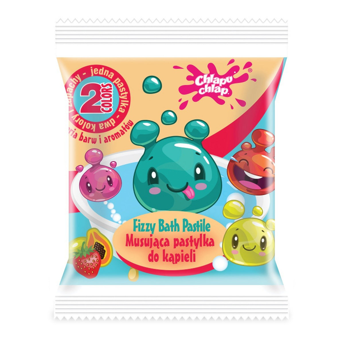 CHLAPU CHLAP Dviejų spalvų putojanti vonios tabletė - mango ir braškė
