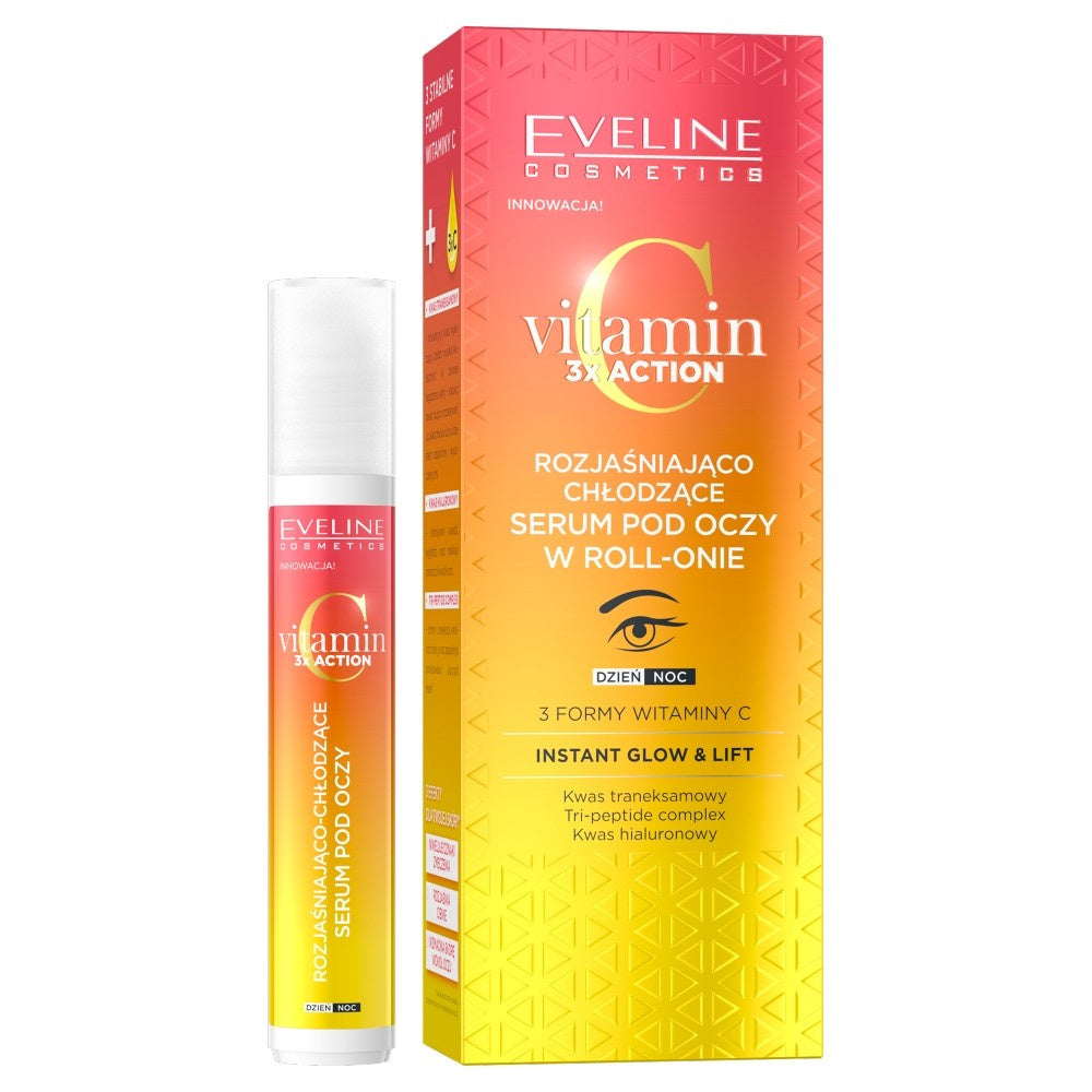 EVELINE Vitamin C 3x Action Šviesinantis - Vėsinantis Serumas paakiams roll-on 15ml