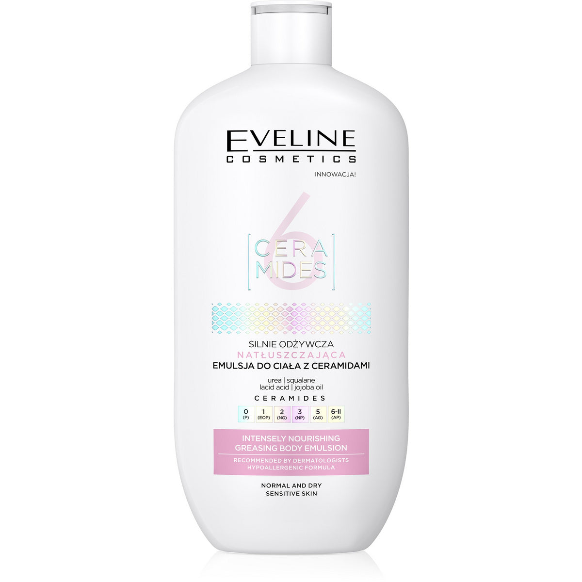 EVELINE 6 Ceramides Stiprus odžyvinantis drėkinamasis kūno emulsija su ceramidais 350 ml