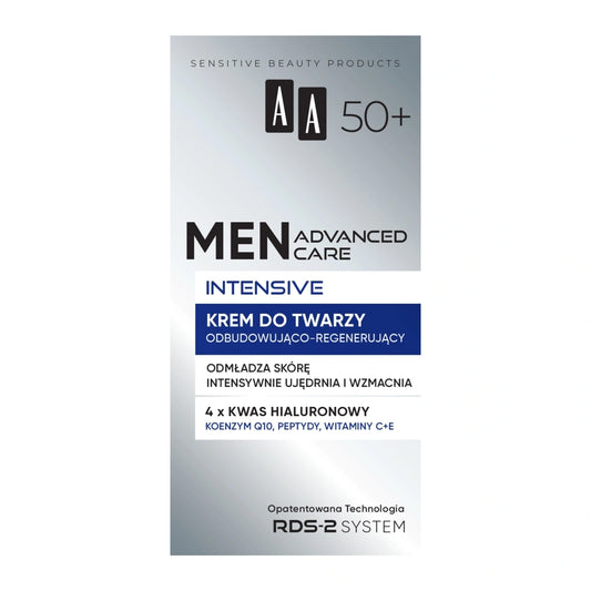 AA Men Advanced Care Intensyvus veido kremas atstatantis - regeneruojantis vyrams 50+ 50 ml