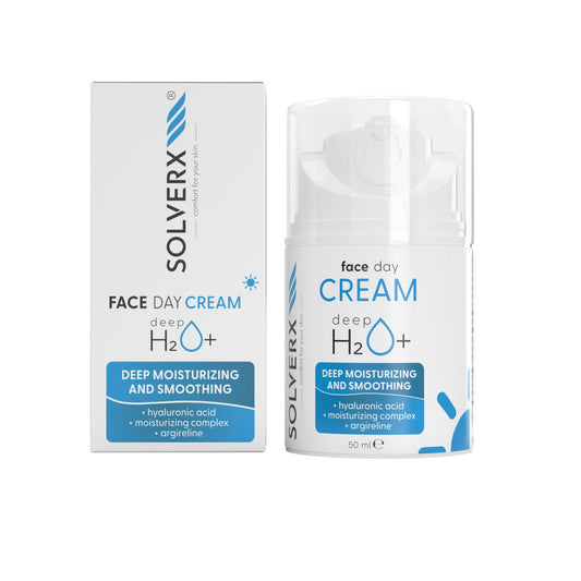 SOLVERX Deep H2O+ Giliai drėkinantis kremas dienai - sausai ir dehidratuotai odai 50 ml
