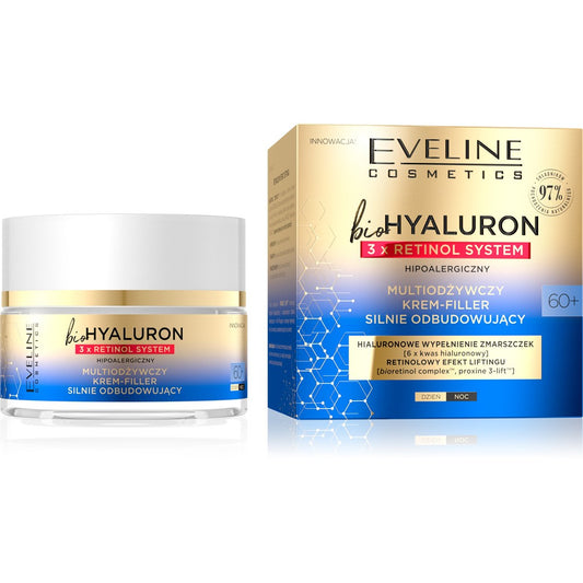 EVELINE bioHYALURON 3xRetinol System 60+ Multiohjywczy Krem-Filler stipriai atstatantis 50 ml