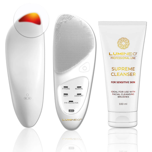 LUMINEO Professional Line Sonic Thermo šepetys veidui + Gelis Lumineo jautriai ir jautriai odai