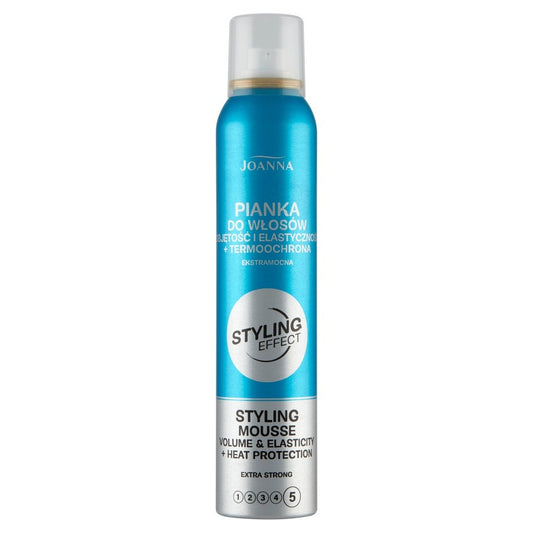 JOANNA Styling Effect Plaukų putos Apimtis ir Lankstumas + termoochrona - ekstra stiprus 150 ml
