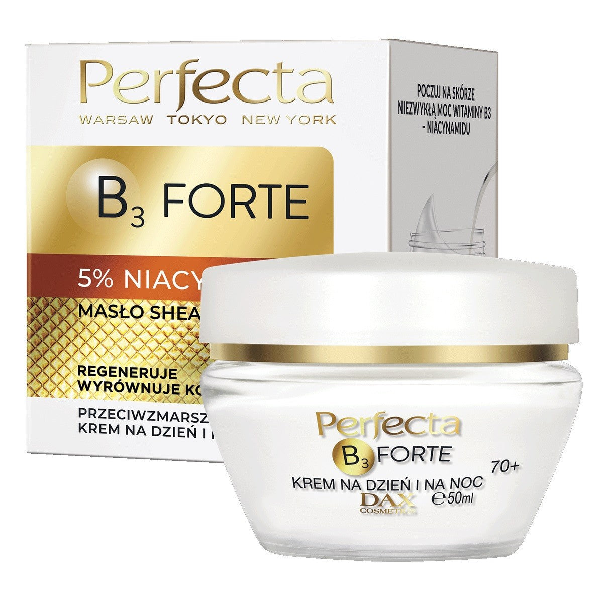 PERFECTA B3 Forte 70+ Kremas nuo raukšlių dienai ir naktiai su 5% niacinamido 50 ml