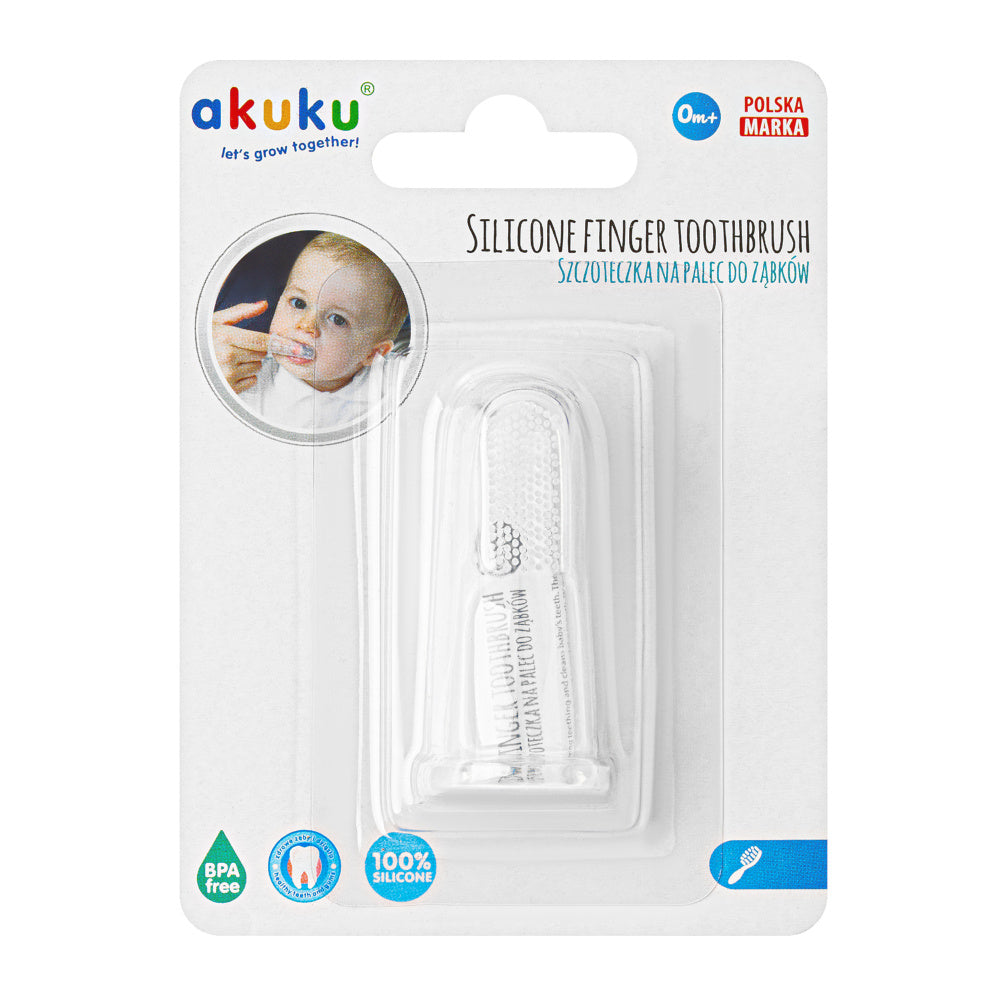 AKUKU Silikoninė dantų šepetėlis ant piršto kūdikiams (0393)