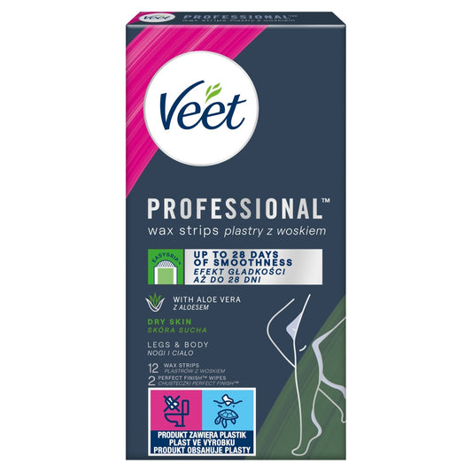VEET Professional Depiliaciniai pleistrai su vašku - sausa oda