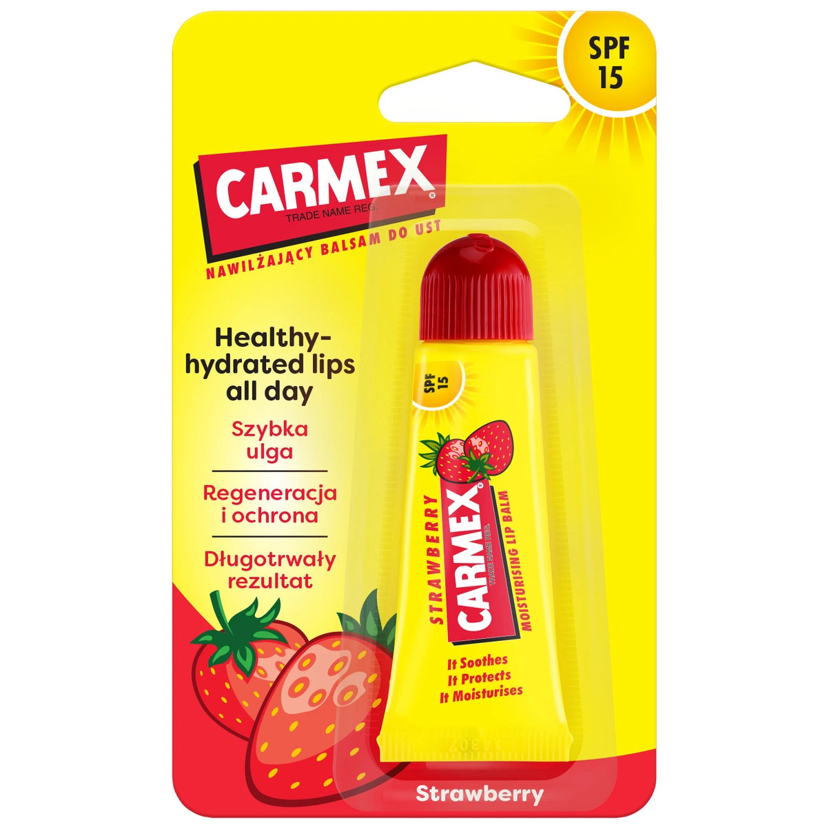 CARMEX Apsauginis lūpų balzamas tūbelėje Braškė 10 g