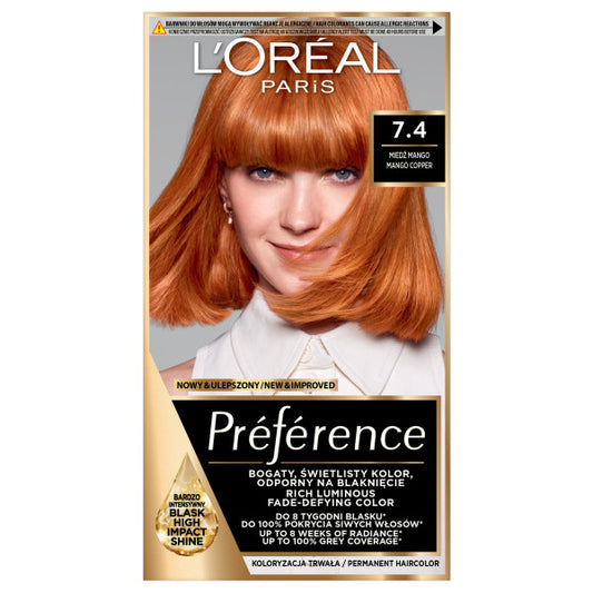 LOREAL Preference Plaukų dažai 7.4 - Varis Mango 1 vnt.