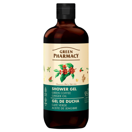GREEN PHARMACY Dušo gelis - Žalia Kava + Imbierų Aliejus 500 ml