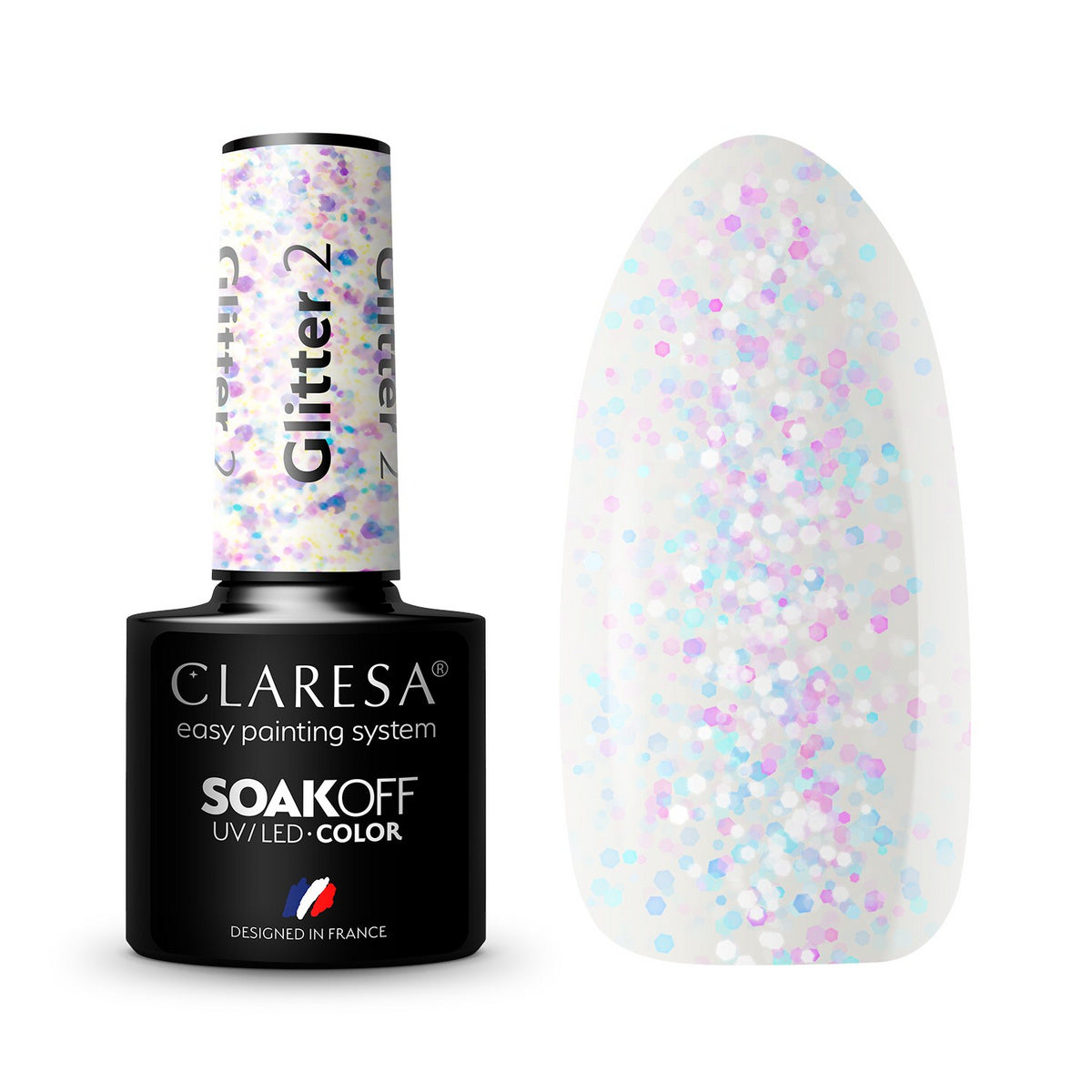 CLARESA Hibridinis nagų lakas GLITTER - 2 5g